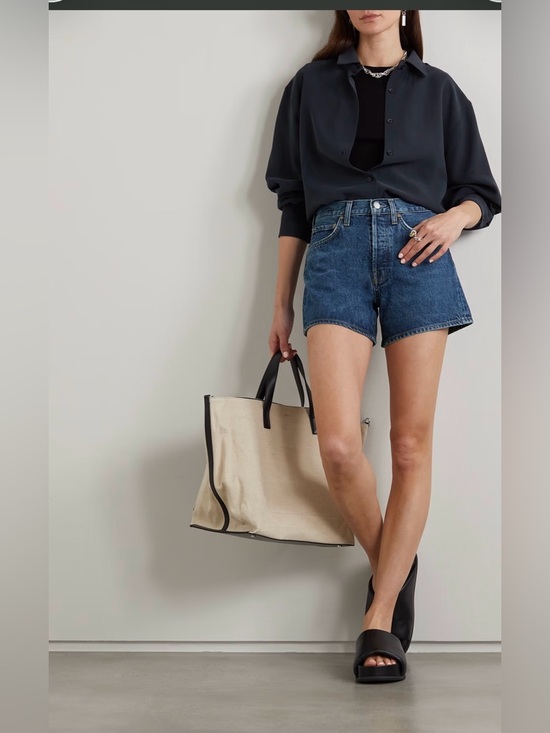 Agolde Pants - Agolde Parker Long Medium Wash Denim Shorts